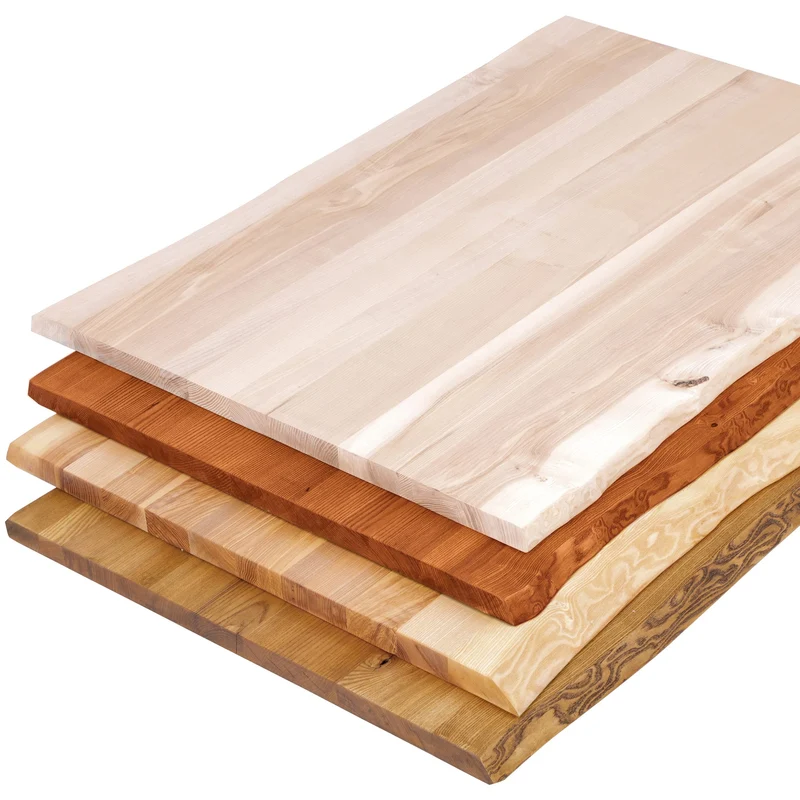 LAMO Manufaktur Massivholzplatte Tischplatte Baumkante für Schreibtisch, Esstisch, 120x60 cm, Dunkel