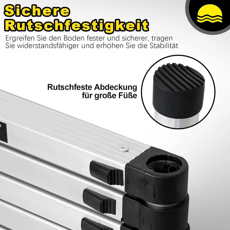 Ansobea Teleskopleiter 2.6m mit Abnehmbarem Haken, Aluminium Leiter Ausziehbar, Mehrzweckleiter Tele