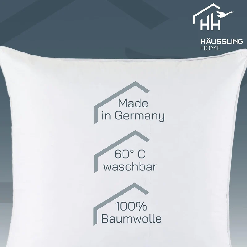 Häussling Home Kopfkissen 70x90 cm | Federn- und Daunenkissen, Kissen, Made in Germany, 100% Federn,