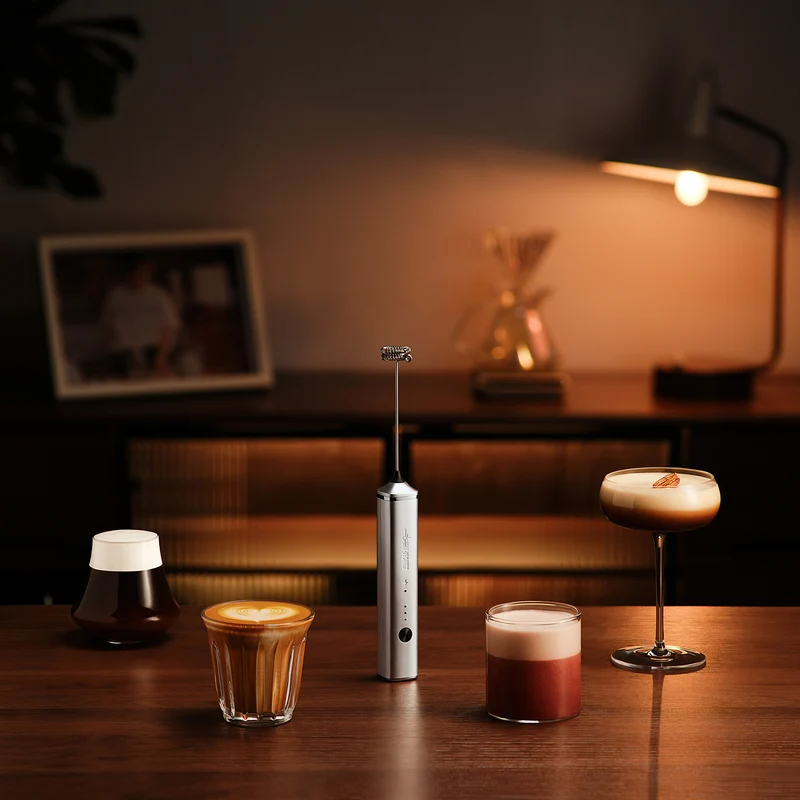 MHW-3BOMBER Handheld Electric Milk Frother（Silver/Black/White）