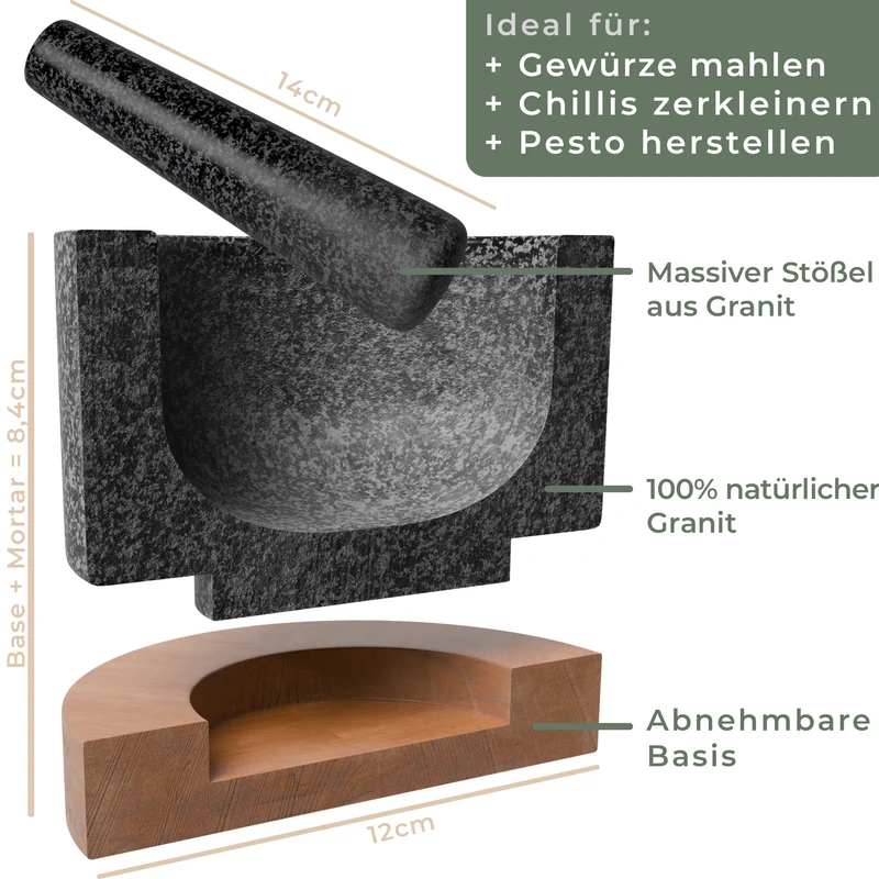 Mörser mit Stößel 12cm Akazie