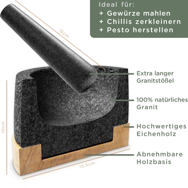 Mörser mit Stößel 15cm Eiche