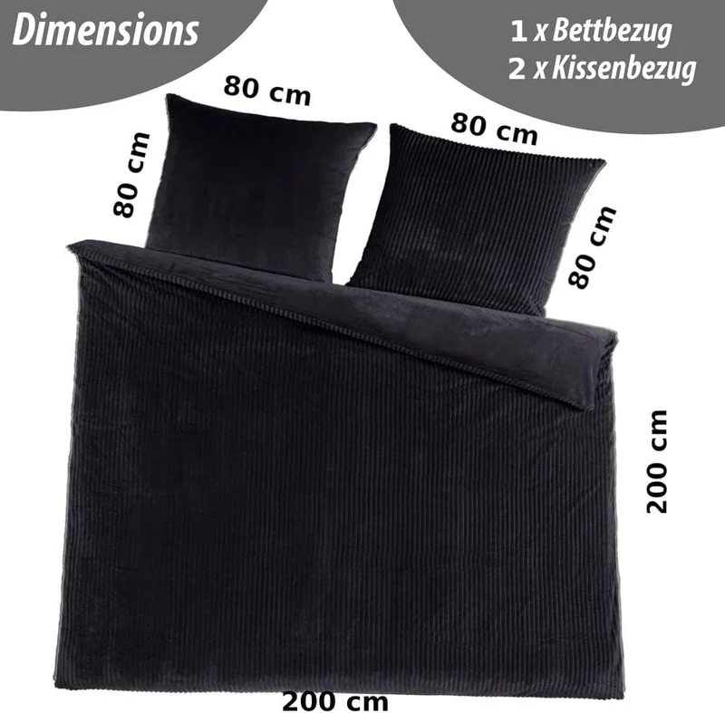 Kuscheli® Winter Wende Plüsch Bettwäsche 135 x 200 od. 155 x 220 mit 80x80 Kissenbezug Cashmere-Touc