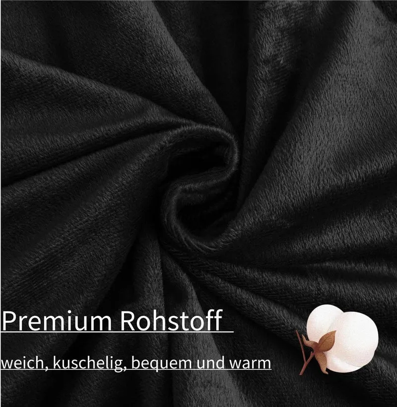 Boqingzhu Flauschige Plüsch Spannbettlaken 200x200cm Schwarz Fleece Flanell Cashmere Touch Spannbett