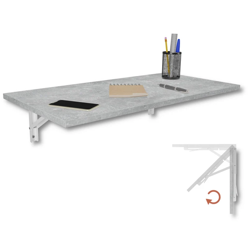 KDR Produktgestaltung Wandklapptisch Schreibtisch Tischplatte 80x40 cm in Betonoptik Klapptisch Esst