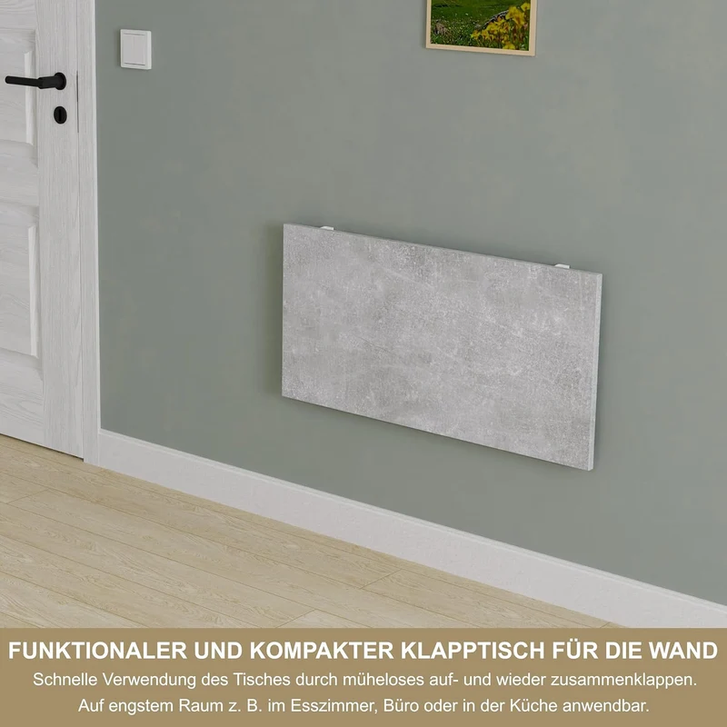 KDR Produktgestaltung Wandklapptisch Schreibtisch Tischplatte 80x40 cm in Betonoptik Klapptisch Esst