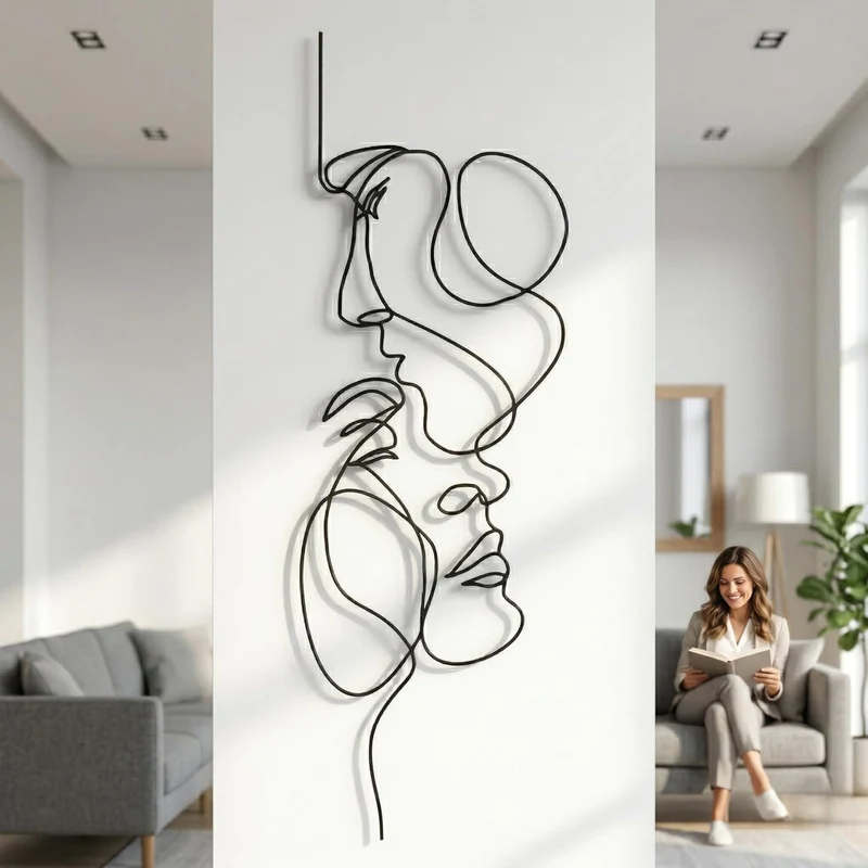 Dekadron Love Line Wall Art Wandkunst Metall 2-seitig, minimalistische Kunst, geometrische Kunst, Li