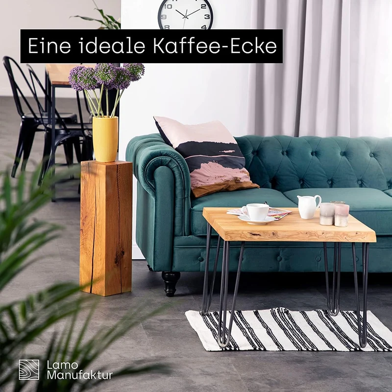 LAMO Manufaktur Holzplatte für Couchtisch, Beistelltisch, Tischplatte Massivholz 60x60 cm, Natur, LH
