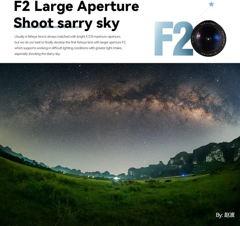 TTArtisan 7.5 mm F2.0 APS-C grosse Blende Kamera-Objektiv Fischaugen-Objektiv mit ND 1000 Filter, ko
