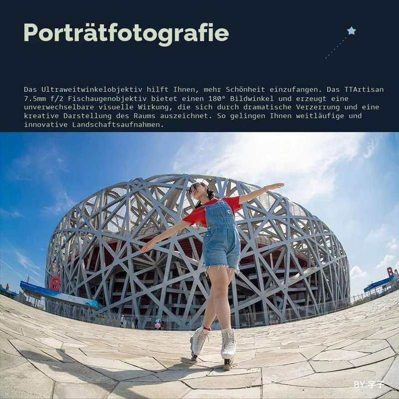 TTArtisan 7.5 mm F2.0 APS-C grosse Blende Kamera-Objektiv Fischaugen-Objektiv mit ND 1000 Filter, ko