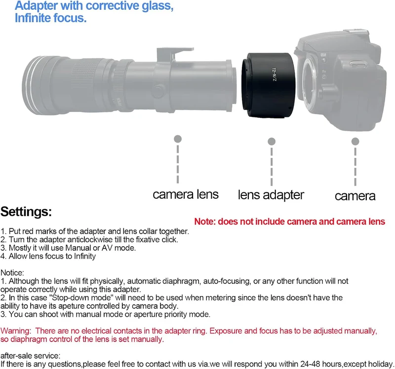 T2-Niko Z Objektivadapter Adapterring,T-Mount T2 Schraubgewinde Objektiv Kompatibel für Nikon Z 7 un