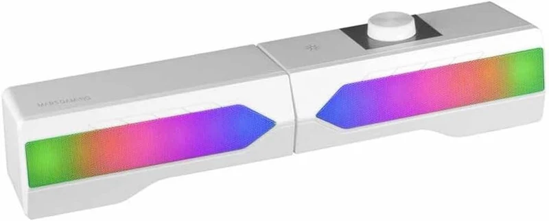 Mars Gaming MSDUOW, Soundbar + Gaming Lautsprecher 2.0, RGB Mesh, Bluetooth 5.0 und Jack, DSP Sound