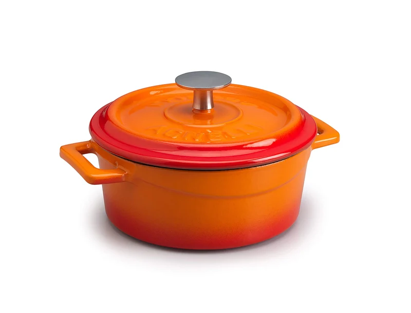 Pentole Agnelli COGHSRP10428O Slowcook-Auflauf mit 2 Griffen und Deckel, Gusseisen, Orange, 6,7 Lite