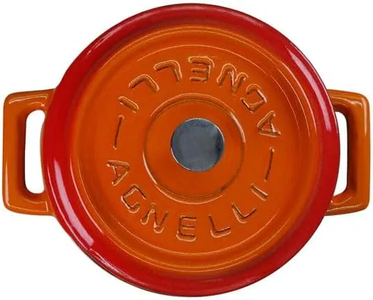 Pentole Agnelli COGHSRP10428O Slowcook-Auflauf mit 2 Griffen und Deckel, Gusseisen, Orange, 6,7 Lite