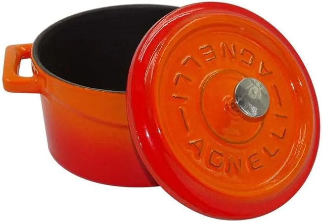 Pentole Agnelli COGHSRP10428O Slowcook-Auflauf mit 2 Griffen und Deckel, Gusseisen, Orange, 6,7 Lite
