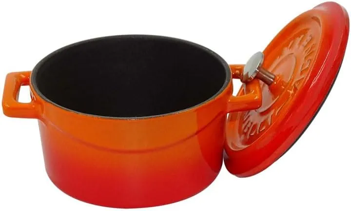 Pentole Agnelli COGHSRP10428O Slowcook-Auflauf mit 2 Griffen und Deckel, Gusseisen, Orange, 6,7 Lite