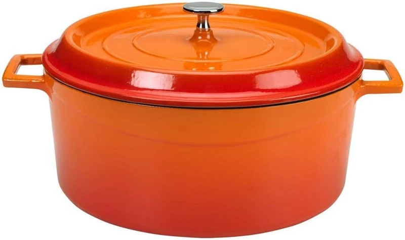 Pentole Agnelli COGHSRP10428O Slowcook-Auflauf mit 2 Griffen und Deckel, Gusseisen, Orange, 6,7 Lite