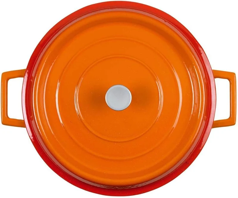 Pentole Agnelli COGHSRP10428O Slowcook-Auflauf mit 2 Griffen und Deckel, Gusseisen, Orange, 6,7 Lite