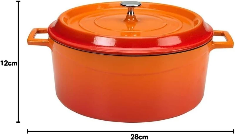 Pentole Agnelli COGHSRP10428O Slowcook-Auflauf mit 2 Griffen und Deckel, Gusseisen, Orange, 6,7 Lite