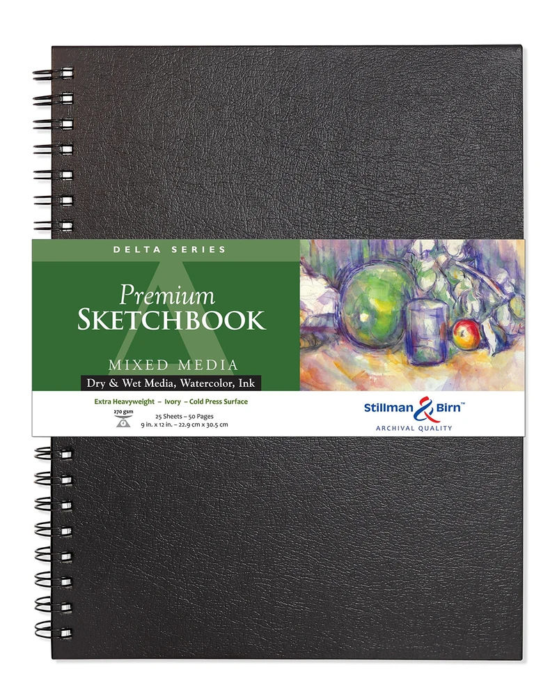 Stillman & Birn Skizzenbuch DELTA Spiral, 25 Blatt, 270 g, 22, 9 x 30, 5 cm 9" x 12" 270 gsm (Extra