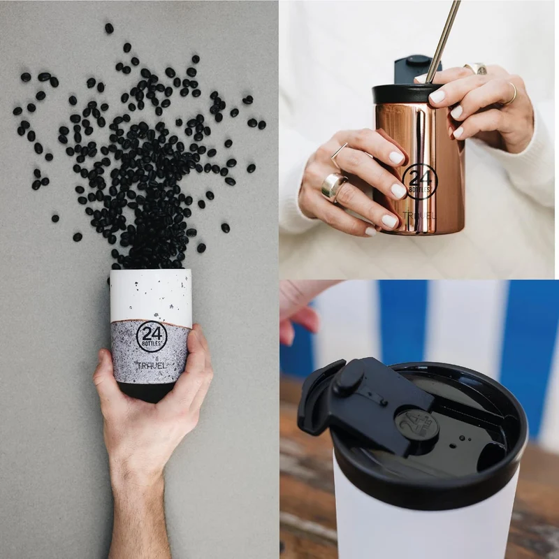 24Bottles Travel Tumbler - Reise- und Büro-Thermobecher 350ml/600ml, 100% Luftdicht für Kaffee und T