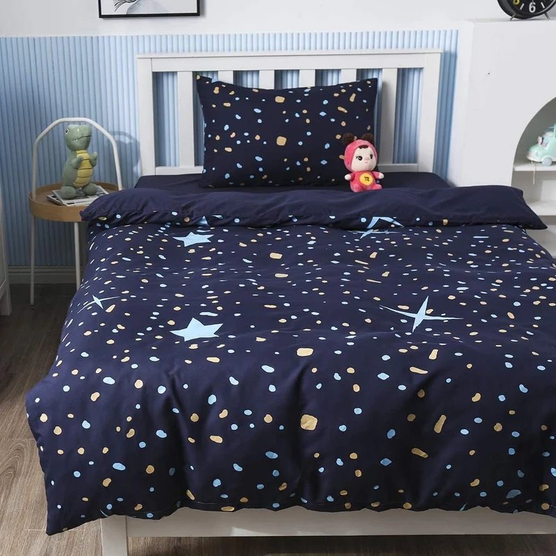 Kinder Im Dunkeln Leuchtend Bettbezug Blaue Cartoon Sterne Universum Bettwäsche Set für Teenager Jun