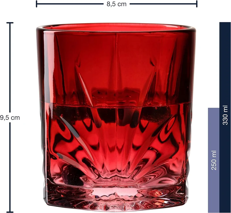 Leonardo Capri Trink-Gläser 4er Set rot, spülmaschinenfeste Saft-Gläser mit Relief Facetten-Schliff,