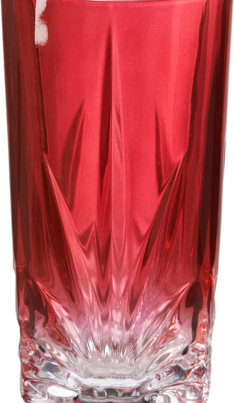 Leonardo Capri Trink-Gläser 4er Set rot, spülmaschinenfeste Saft-Gläser mit Relief Facetten-Schliff,