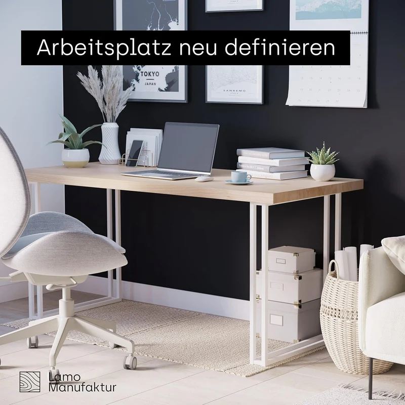 LAMO Manufaktur Holzplatte für Schreibtisch Tischplatte Massivholz Schreibtischplatte Baumkante 100x
