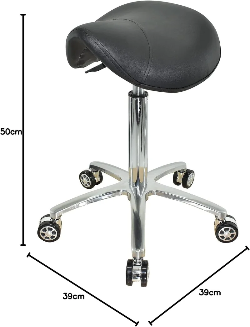 VAKON SALON - Ergonomischer Sattelhocker auf Rollen, höhenverstellbar von 55-75 cm - Drehhocker, Rol