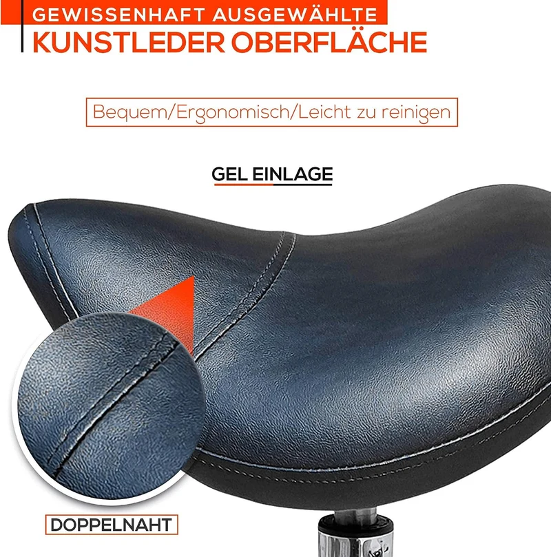 VAKON SALON - Ergonomischer Sattelhocker auf Rollen, höhenverstellbar von 55-75 cm - Drehhocker, Rol