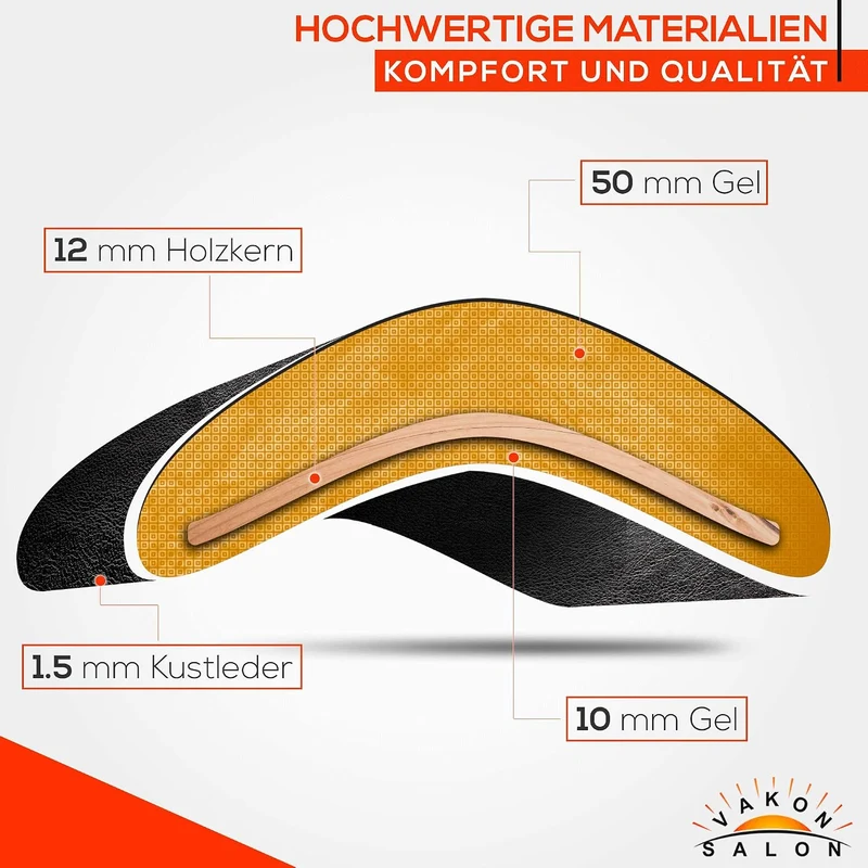 VAKON SALON - Ergonomischer Sattelhocker auf Rollen, höhenverstellbar von 55-75 cm - Drehhocker, Rol