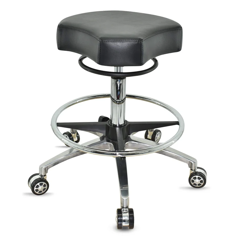 VAKON SALON - Design ergonomischer Rollhocker auf hochwertigen Rollen und Fussring schwarz - Höhenve