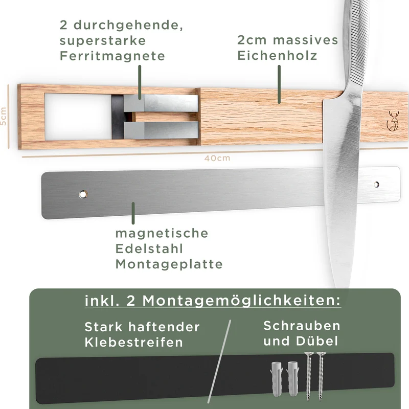 Messerleiste 40cm Eiche