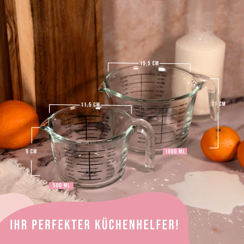Kikis Glasschüssel mit Skala - 2er Set