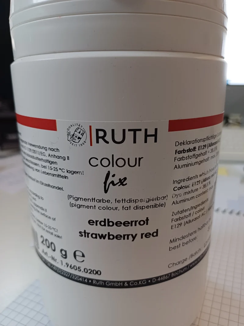Lebensmittelfarbstoff - Erdbeerrot- rot - flüssig, fettlösslich, fettdispergierbar, 200g