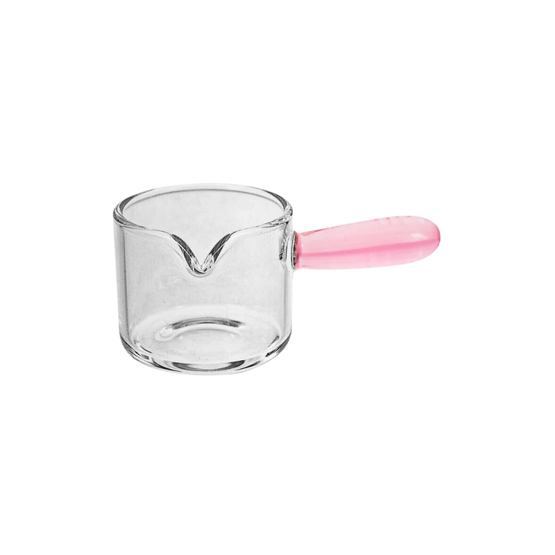 Neu: Kikis Messbecher aus Glas mit pinkem Griff - 60ml