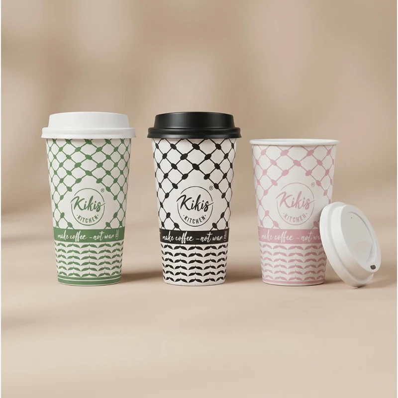 Kikis Coffee To Go Mehrweg Becher - Kufiye grün/weiß