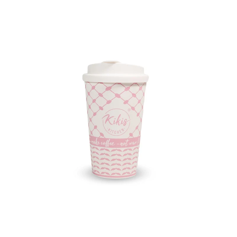 Kikis Coffee To Go Mehrweg Becher - Kufiye rosa/weiß