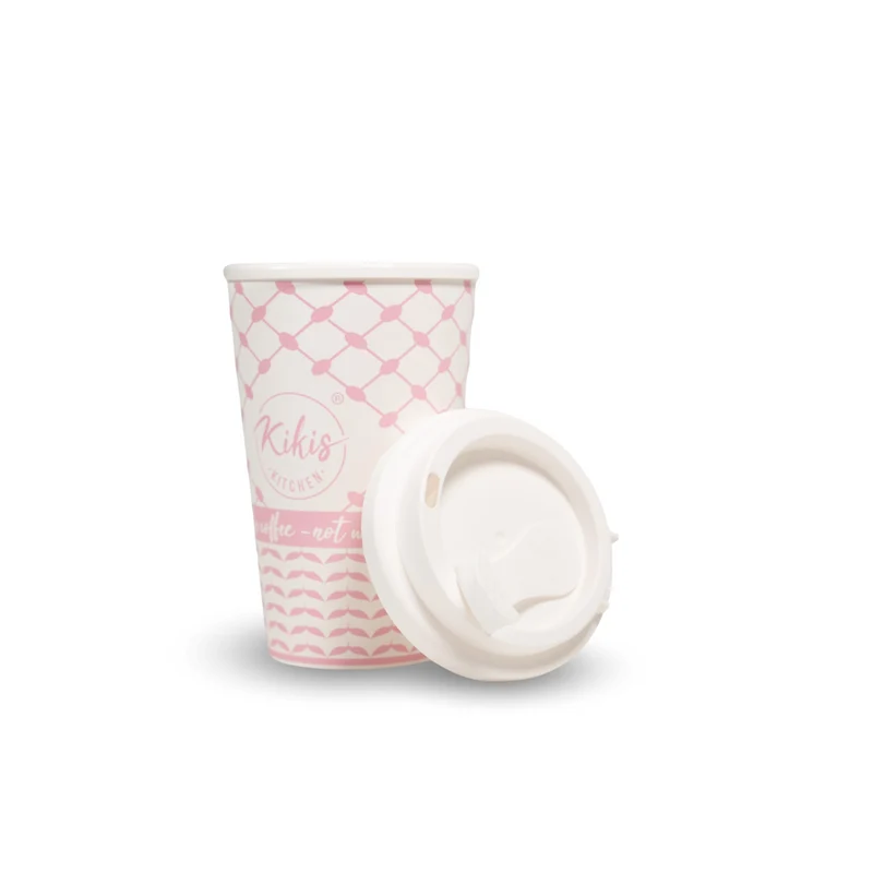 Kikis Coffee To Go Mehrweg Becher - Kufiye rosa/weiß