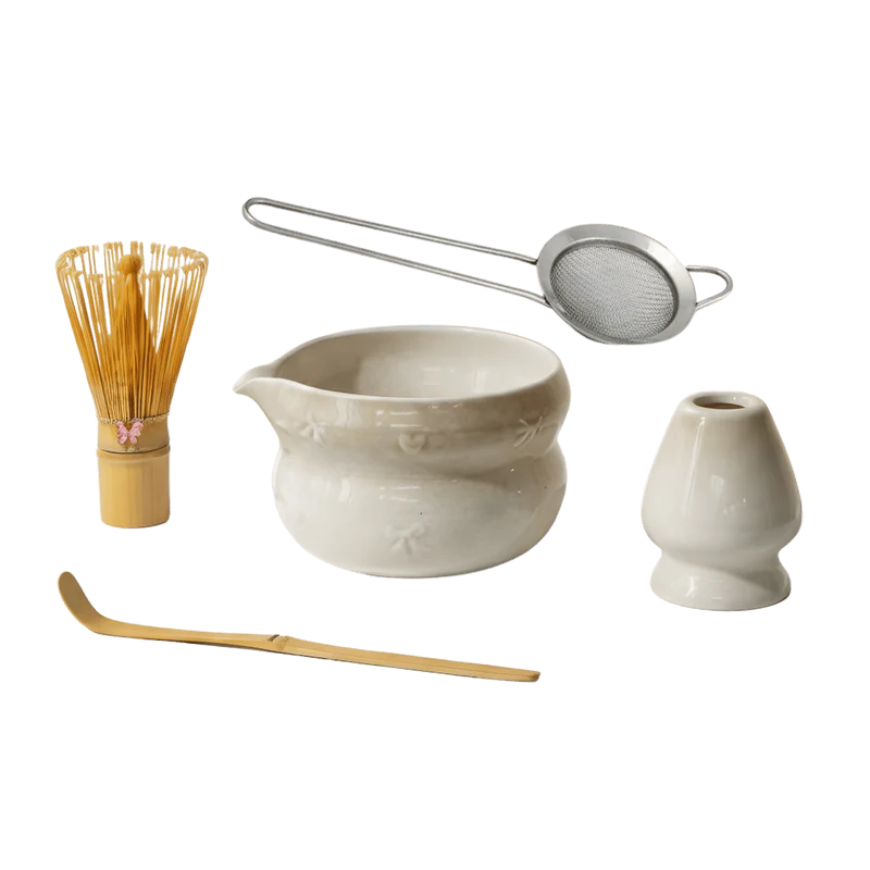 Kikis Matcha Set beige - Chasen, Sieb, Schale, Halter & Löffel
