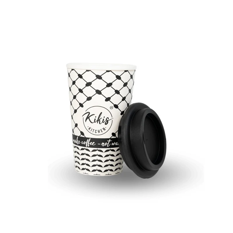 Kikis Coffee To Go Mehrweg Becher - Kufiye schwarz/weiß