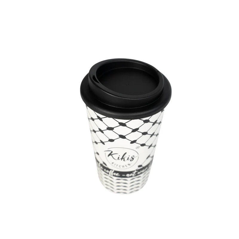 Kikis Coffee To Go Mehrweg Becher - Kufiye schwarz/weiß