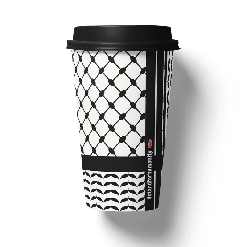 Kikis Coffee To Go Mehrweg Becher - Kufiye schwarz/weiß