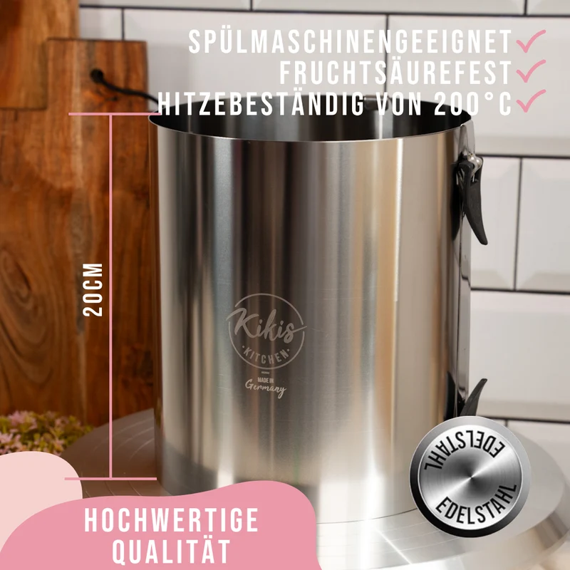 Kikis Tortenring XXL mit zwei Klemmhebel & Skala - Höhe 20cm