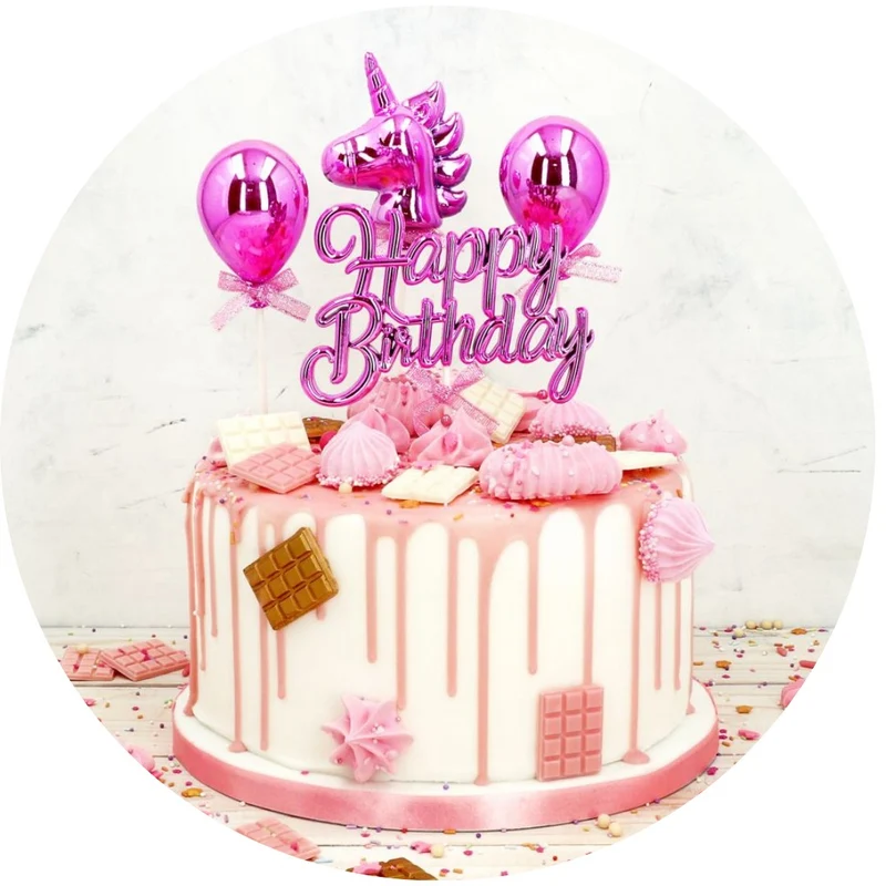 Kikis Cake Topper - 3D - Happy Birthday Pink