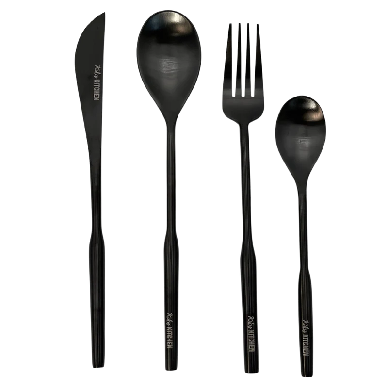 Neu: Kikis Besteckset 8 tlg - SCHWARZ MATT