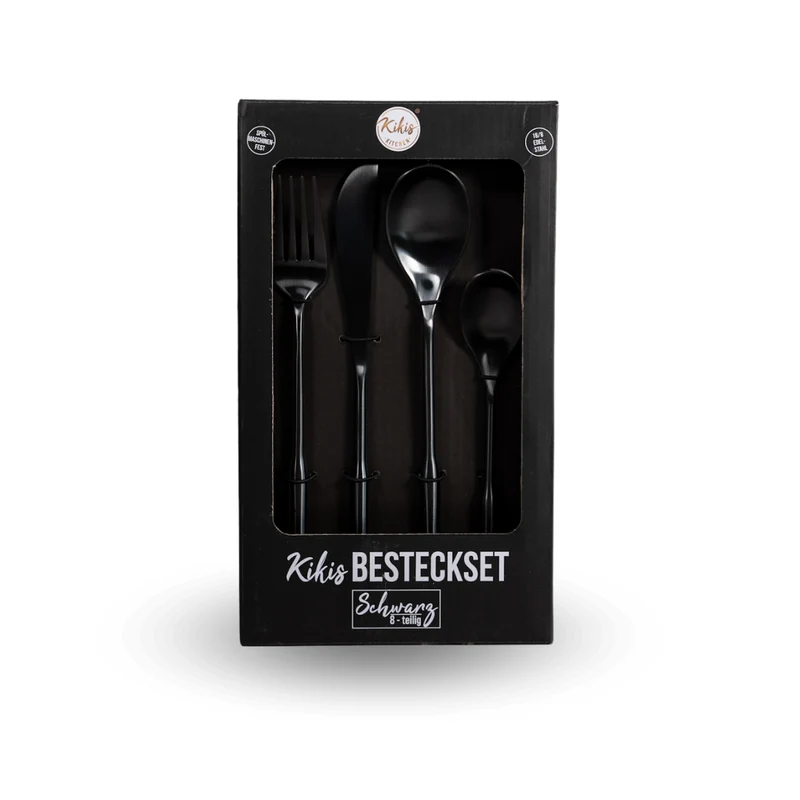 Neu: Kikis Besteckset 8 tlg - SCHWARZ MATT